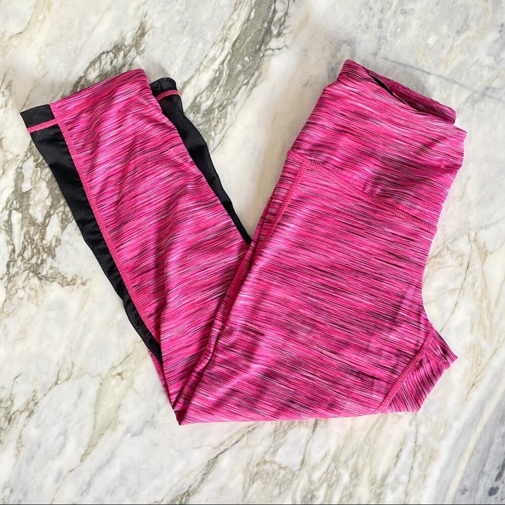 Z BY ZELLA Womens Mesh Cut Out Pink Spacedye Capri Crop High Waist Leggings XS - Picture 2 of 8
